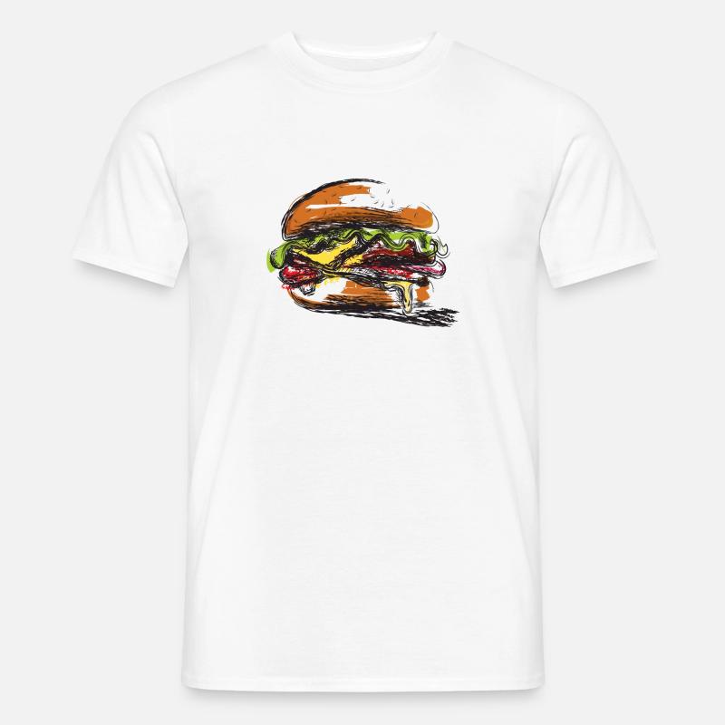 Hamburger-gefülltes Sandwich-Poster - Männer T-Shirt - Weiß
