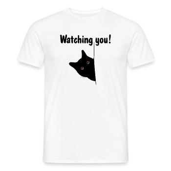 Le chat noir te regarde! - T-shirt homme - blanc - Devant - AI Model Male 178 dark (178cm)