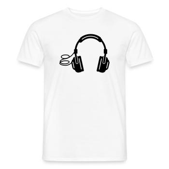 headphones - Men's T-Shirt - white - Front - AI Model Male 178 dark (178cm)