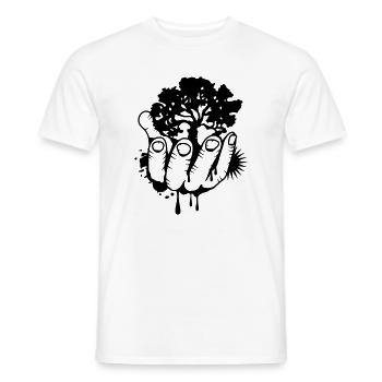 Un arbre tenu par une main - T-shirt homme - blanc - Devant - AI Model Male 178 dark (178cm)