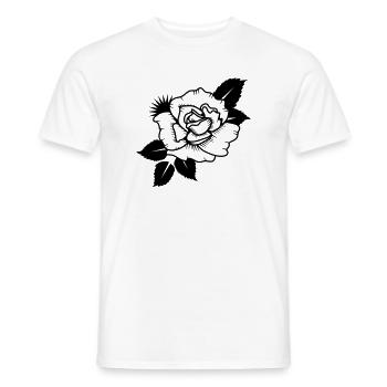 Abstrakte Rote Rose Minimalistische Floral Grafik - Männer T-Shirt - Weiß - Vorne - AI Model Male 178 dark (178cm)