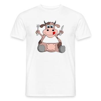 Chubby cow is hungry - Men's T-Shirt - white - Front - AI Model Male 178 dark (178cm)