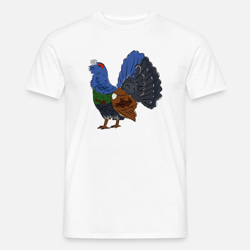 Farbiger Auerhahn mit buntem Gefieder - Männer T-Shirt - Weiß
