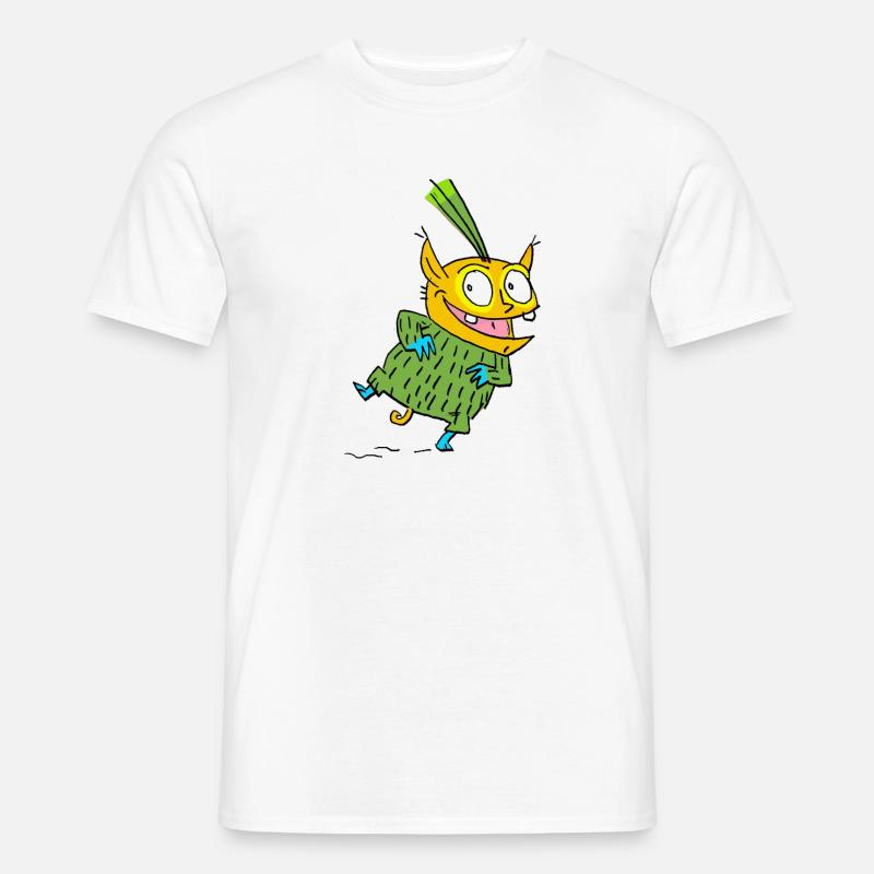 Fröhlicher Monster im Grünen Pullover - Männer T-Shirt - Weiß