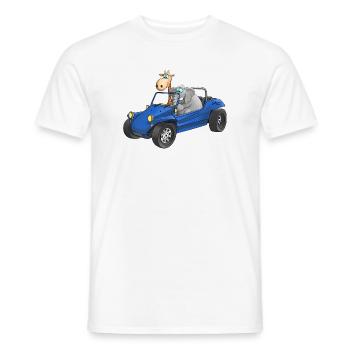 Éléphant et girafe en buggy - T-shirt homme - blanc - Devant - AI Model Male 178 dark (178cm)