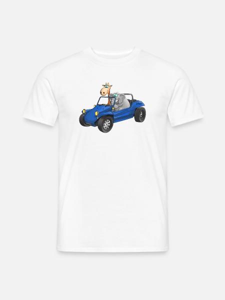 Elephant and giraffe in buggy - Men's T-Shirt - white
