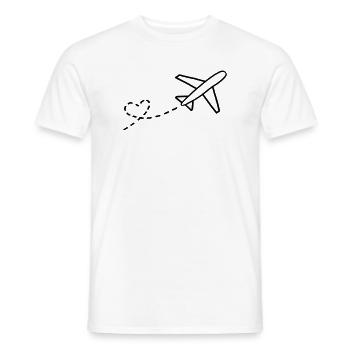Coeur et avion - T-shirt homme - blanc - Devant - AI Model Male 178 dark (178cm)
