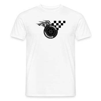 Tire Racing Flag Symbol Wheel Finish Wings Race - T-shirt homme - blanc - Devant - AI Model Male 178 dark (178cm)
