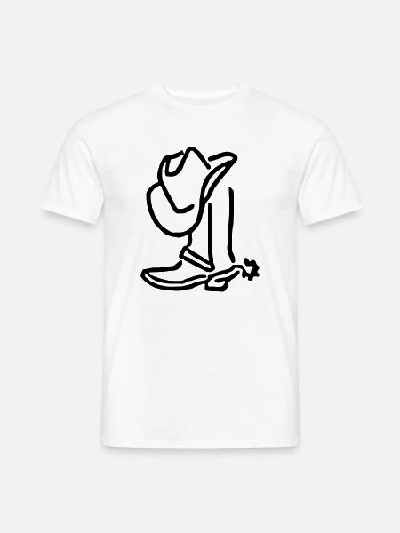 Cowboyhut und Countrystiefel - Männer T-Shirt - Weiß