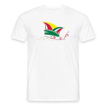 Carnival, jester cap, streamers - Men's T-Shirt - white - Front - AI Model Male 178 dark (178cm)