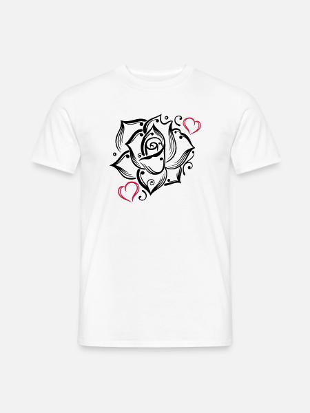 Rose Herzen Liebe Blume Blühen Romantisch - Männer T-Shirt - Weiß