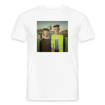 American Gothic in gelber Weste - Männer T-Shirt - Weiß - Vorne - AI Model Male 178 dark (178cm)