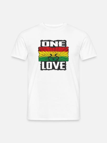 One Love Reggae Rastafari Design - Männer T-Shirt - Weiß