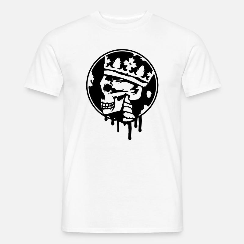 Totenschädel mit Krone Graffiti - Männer T-Shirt - Weiß