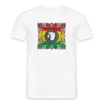 Lion Portrait with Colored Flag - Men's T-Shirt - white - Front - AI Model Male 178 dark (178cm)