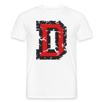 D (Vintage Rot) Buchstabe D - Männer T-Shirt - Weiß - Vorne - AI Model Male 178 dark (178cm)