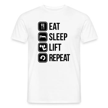 eat sleep lift repeat - Men's T-Shirt - white - Front - AI Model Male 178 dark (178cm)