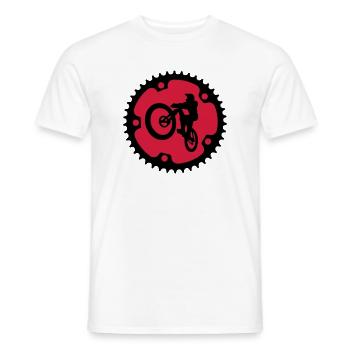 MTB Mountainbike sprung Kettenblatt - Männer T-Shirt - Weiß - Vorne - AI Model Male 178 dark (178cm)