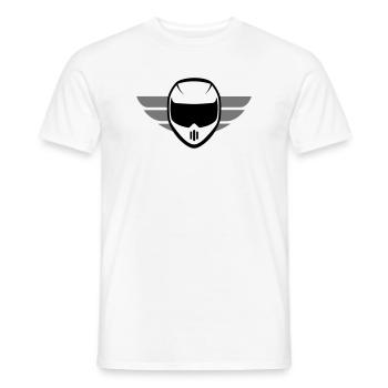 Sport motorcycle helmet with wings - Men's T-Shirt - white - Front - AI Model Male 178 dark (178cm)