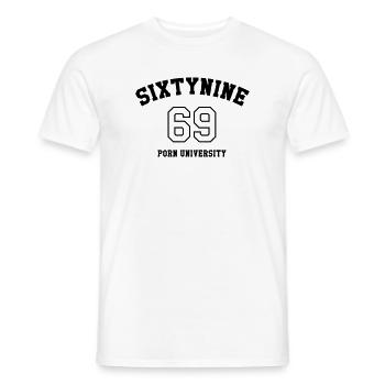 69 Porn University - Männer T-Shirt - Weiß - Vorne - AI Model Male 178 dark (178cm)