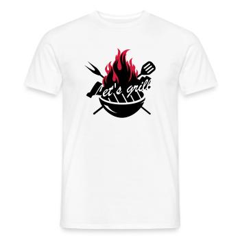 A grill with barbecue utensils - Men's T-Shirt - white - Front - AI Model Male 178 dark (178cm)