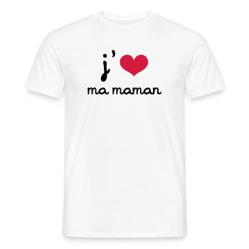 J'aime ma Maman - T-shirt homme - blanc - Devant - AI Model Male 178 dark (178cm)