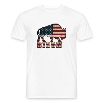USA Bison / Geschenk Flagge Western Buffalo - Männer T-Shirt - Weiß - Vorne - AI Model Male 178 dark (178cm)
