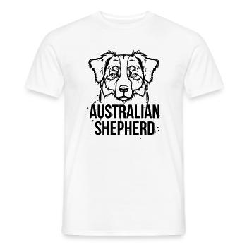 Australian Shepherd - T-shirt homme - blanc - Devant - AI Model Male 178 dark (178cm)