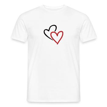 Cœur double, Cœur, Coeur, 2 Coeurs - T-shirt homme - blanc - Devant - AI Model Male 178 dark (178cm)