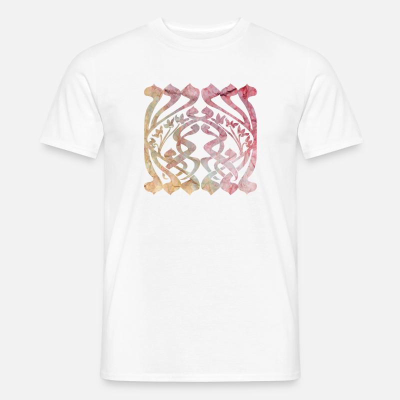 Watercolour leaf pattern with floral design - Men’s T-shirt - white