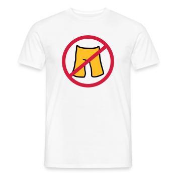 do not put on pants short shorts forbidden shield z - Men's T-Shirt - white - Front - AI Model Male 178 dark (178cm)