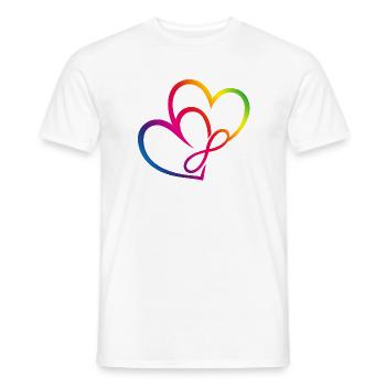 Two Hearts Rainbow Infinity Love CSD LGBT - Men's T-Shirt - white - Front - AI Model Male 178 dark (178cm)