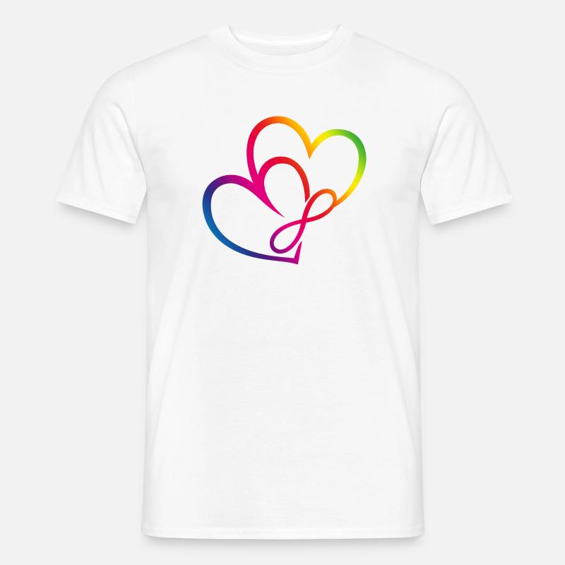 Zwei Herzen Regenbogen Infinity Love CSD LGBT - Männer T-Shirt - Weiß