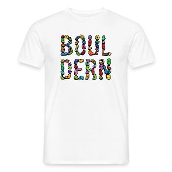 Bouldering boulder climbing scripture mountaineering - Men's T-Shirt - white - Front - AI Model Male 178 dark (178cm)