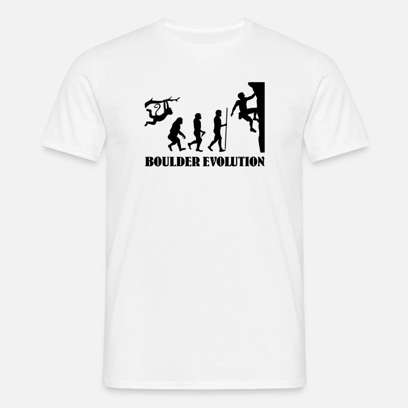 Boulder Evolution Klettern Bergsteigen Boulderer - Männer T-Shirt - Weiß