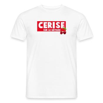 Cerisier Sur Le Gâteau Impression Humoristique - T-shirt homme - blanc - Devant - AI Model Male 178 dark (178cm)