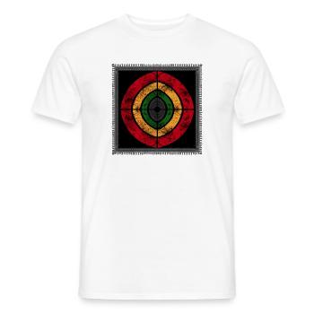 Abstract reggae design in retro colors - Men's T-Shirt - white - Front - AI Model Male 178 dark (178cm)