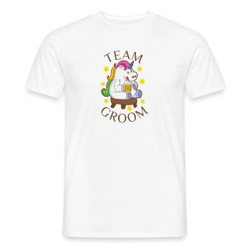 L’équipe du marié Licorne équipier célibataire Fun - T-shirt homme - blanc - Devant - AI Model Male 178 dark (178cm)