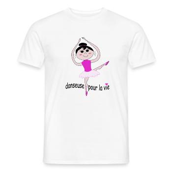 Danseuse pour la vie - T-shirt homme - blanc - Devant - AI Model Male 178 dark (178cm)