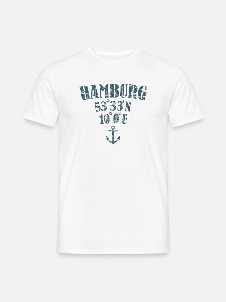 Hamburg Koordinaten Längengrad Breitengrad - Männer T-Shirt - Weiß