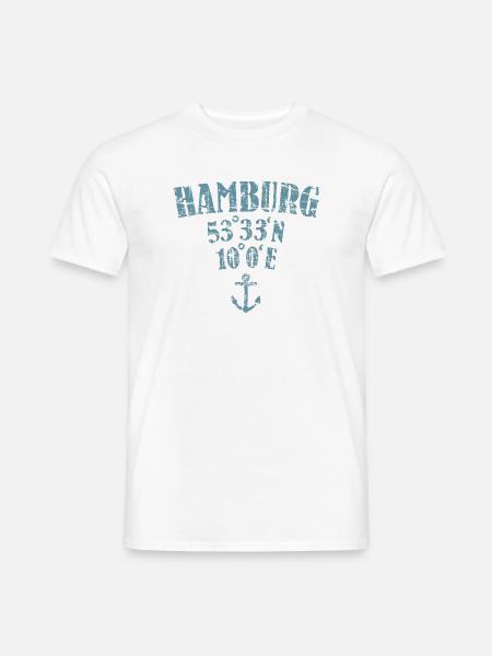 Hamburg Koordinaten - Männer T-Shirt - Weiß