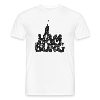 HAMBURG mit Michel (Vintage/Schwarz) - Männer T-Shirt - Weiß - Vorne - AI Model Male 178 dark (178cm)