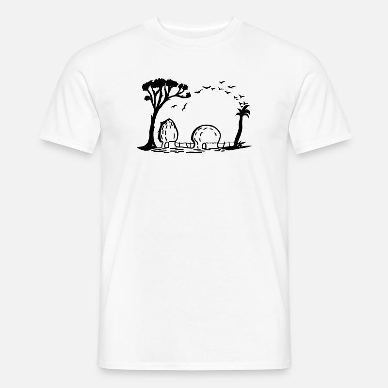 Elefant Dorf Optische Täuschung - Männer T-Shirt - Weiß