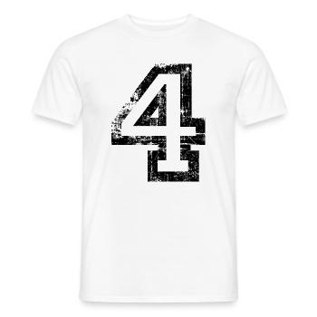 Zahl 4 (Vintage Weiß) 4. Geburtstag Nr. 4 - Männer T-Shirt - Weiß - Vorne - AI Model Male 178 dark (178cm)