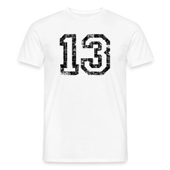 Zahl 13 (Vintage Weiß) 13. Geburtstag Nr. 13 - Männer T-Shirt - Weiß - Vorne - AI Model Male 178 dark (178cm)