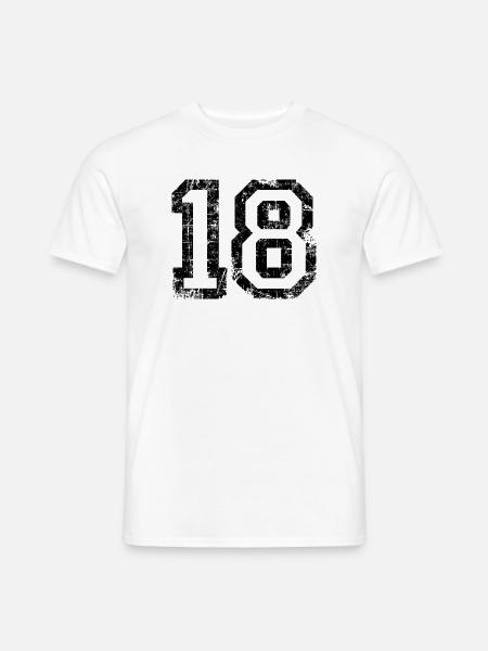 Zahl 18 (Vintage Weiß) 18. Geburtstag Nr. 18 - Männer T-Shirt - Weiß