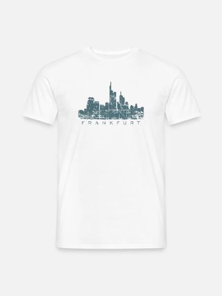 Frankfurter Skyline (Vintage/Blau) Frankfurt - Männer T-Shirt - Weiß