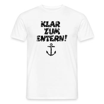 Klar zum Entern Segel Segeln (Vintage/Schwarz) - Männer T-Shirt - Weiß - Vorne - AI Model Male 178 dark (178cm)