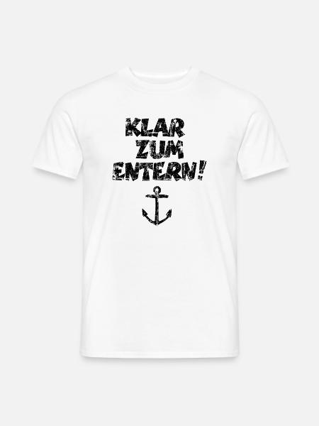 Klar zum Entern Segel Segeln (Vintage/Schwarz) - Männer T-Shirt - Weiß