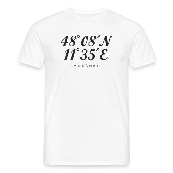 Münchener Koordinaten (Schwarz) München - Männer T-Shirt - Weiß - Vorne - AI Model Male 178 dark (178cm)